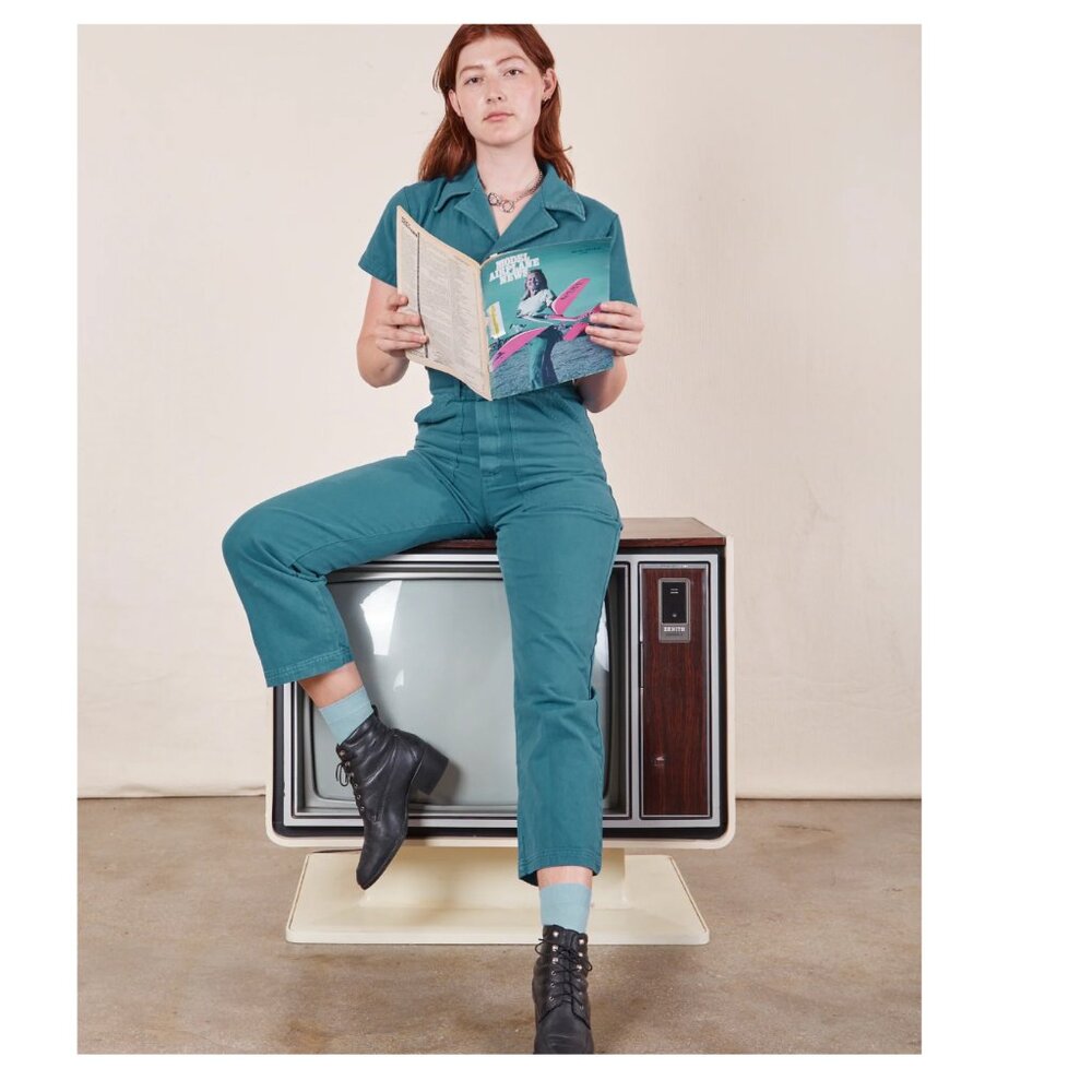 Big Bud Press PETITE Short Sleeve Jumpsuit - Marine Blue
